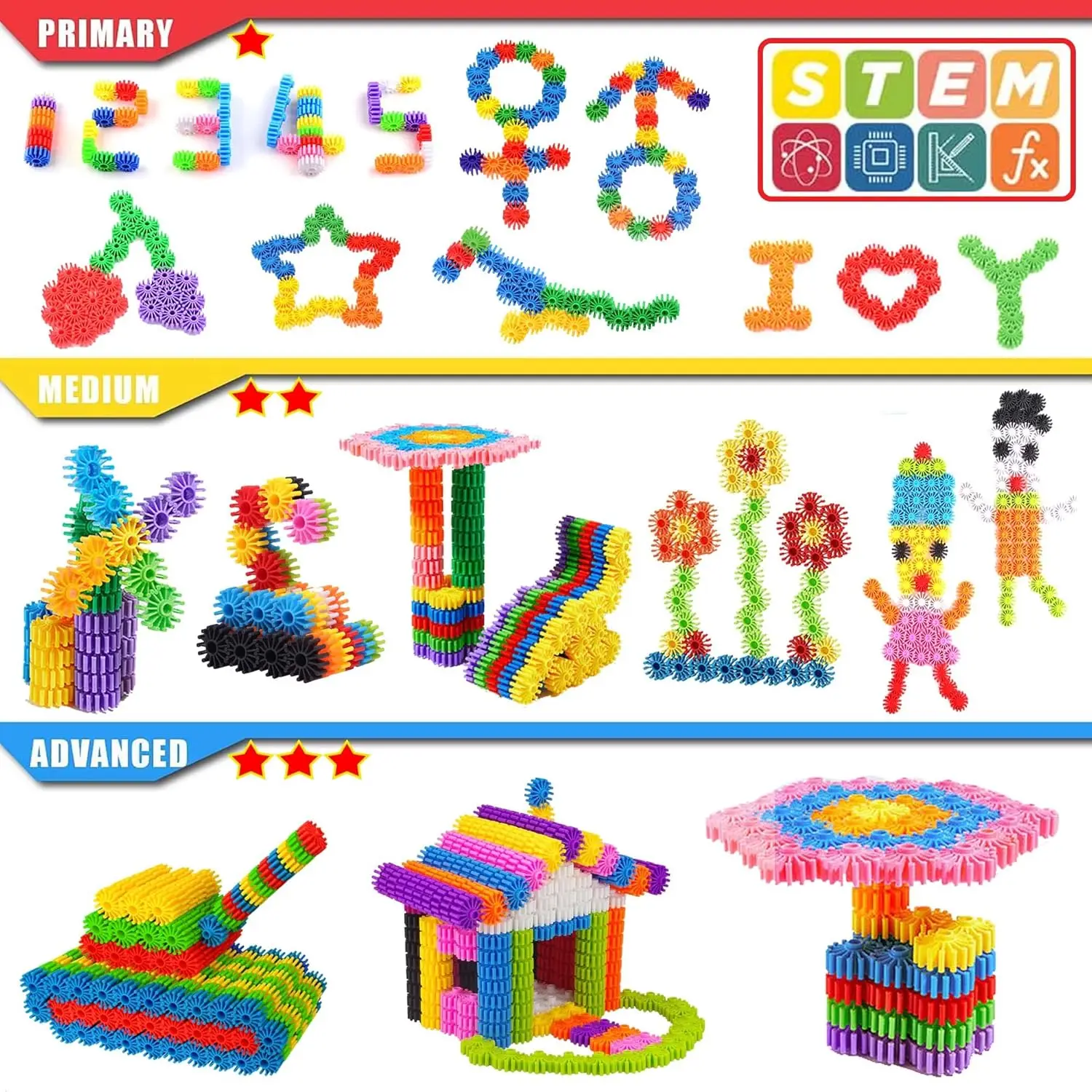 STEM Building Blocks Toys for Kids Educational and Safe Gear Interlocking Construction Playset Develop Creativity Building Blocks Toys