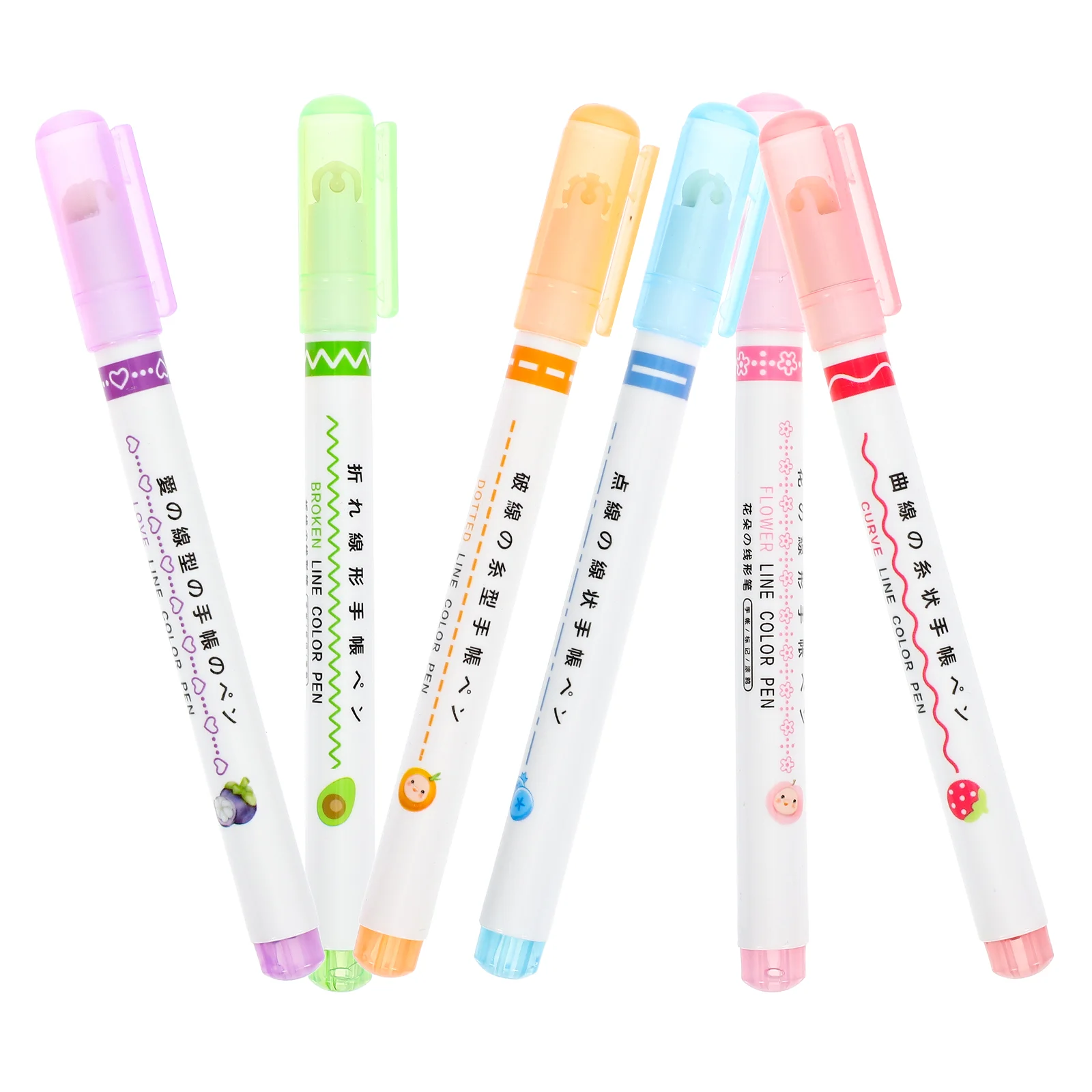 곡선 하이라이터 세트 브러시 하이라이터, 펜 마커 장식, Abs 노트, 학생 아동 사무실 책 컬러, 6 개