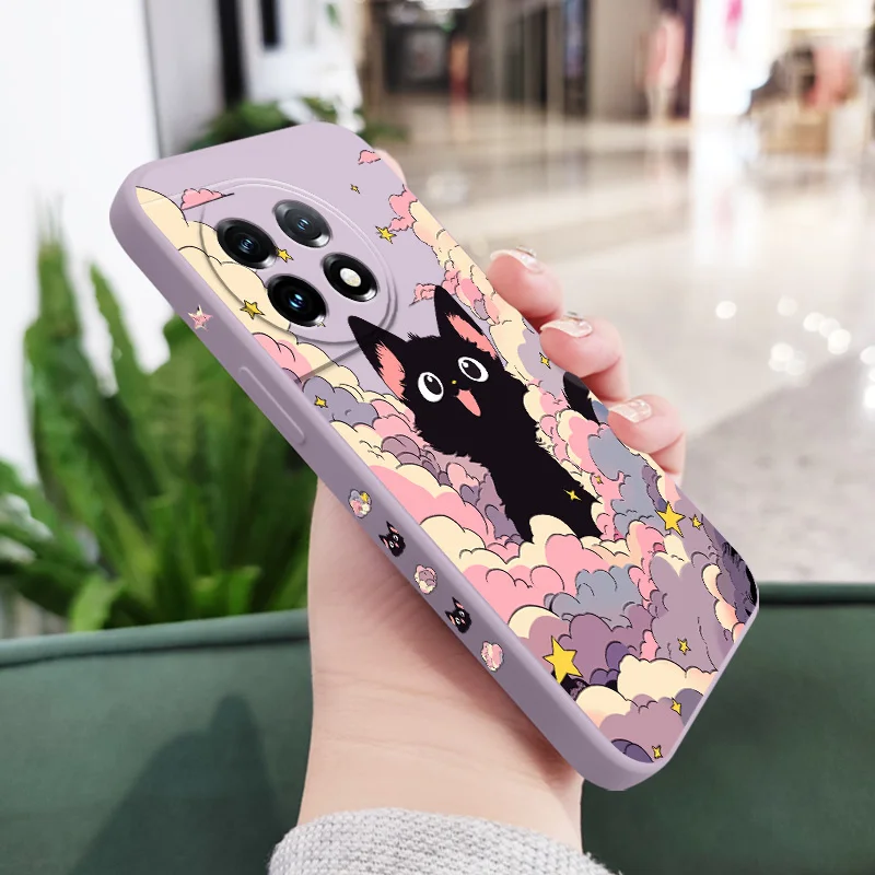 Cloud Colorful Cat Liquid Silicone Phone Case