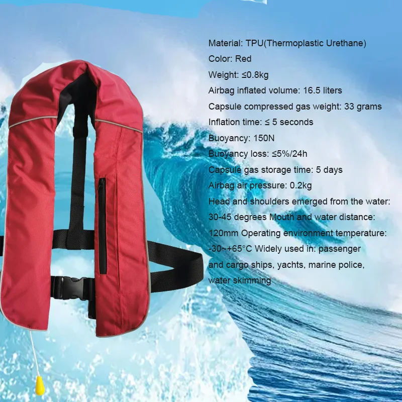 Pro-Auto Inflatable Life Jacket with Pocket SOLAS Approved Marine Life Vest Manual PFD150N for Surfing EN396 Certified life jacket