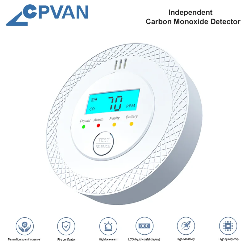 CPVAN Carbon Monoxide Alarm Sensor With Digital Display CO Detector for Home Security Protection CO Alarm