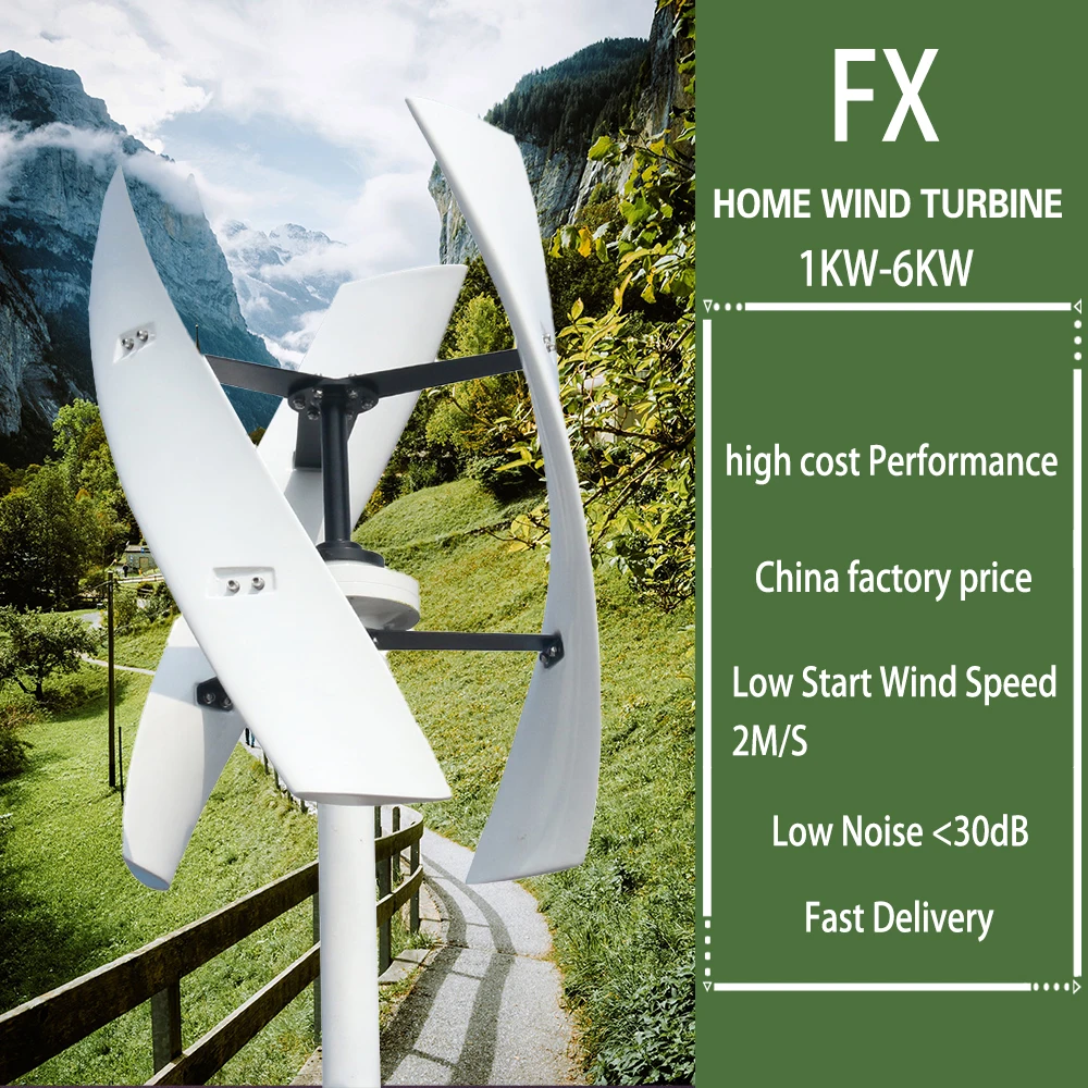 Vertical Axis Wind Turbine 3000W 48V 24V 12V Wind Generator VAWT Home Small Windmill Free Energy With MPPT Charging Controller