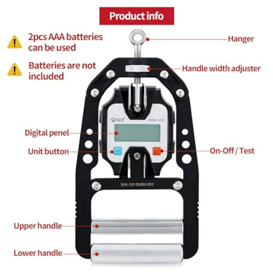 440 Lbs (200 Kgs)Digital Hand Dynamometer Grip Strength Measurement Electronic Hand Grip Strength Tester Grip Strengthener Hand