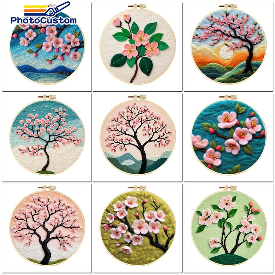 Needle Felting Kit needle felting kit wool felting kit needle felting painting kit PhotoFelt For Beginner DIY Wool Felting Painting With Embroidery Flower Tools Decoration Wools
