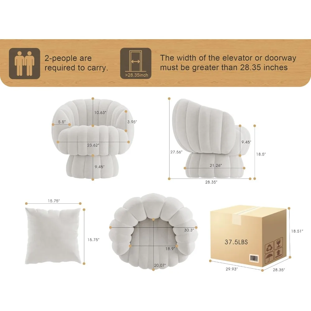 Modern 360-Degree Swivel Barrel Chair, Fluffy Sherpa Fabric Lounge Armchair for Living Room, Bedroom (Beige)