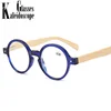 Round Blue Light Blocking Reading Glasses for Women Men Vintage Bamboo Legs Hyperopia Presbyopia diopter +1.0 +1.5 +2.0 +2.5 +3 1
