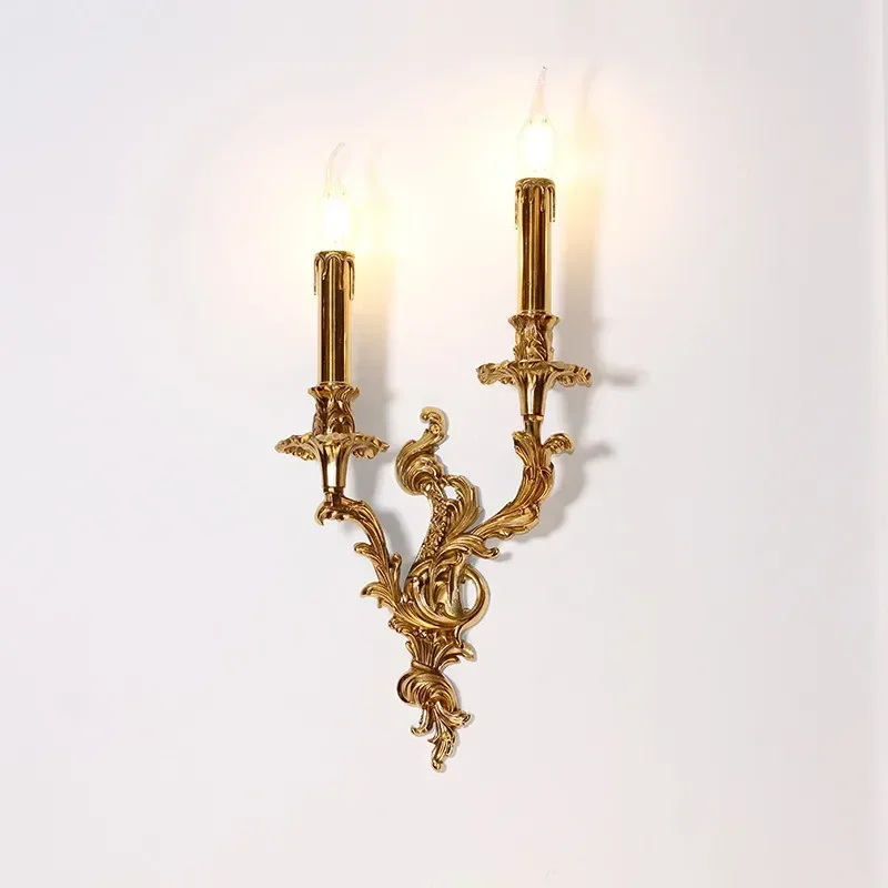 European Copper Wall Lamp Corridor American Retro Villa French Living Room Dining Room Bedroom Bedside Lamps led wall lamp wall sconces light wall lamp
