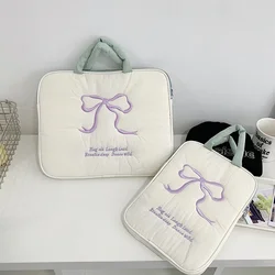 Chic Embroidered Bow Tablet and Laptop Handbag for 13-14 inch (White)