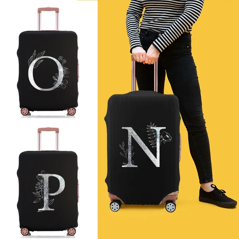 

Luggage Protective Cover for 18 To 28 Inch Fashion Silver Letter Name Trolley Suitcase Elastic Dust Bags Case Travel Accessories