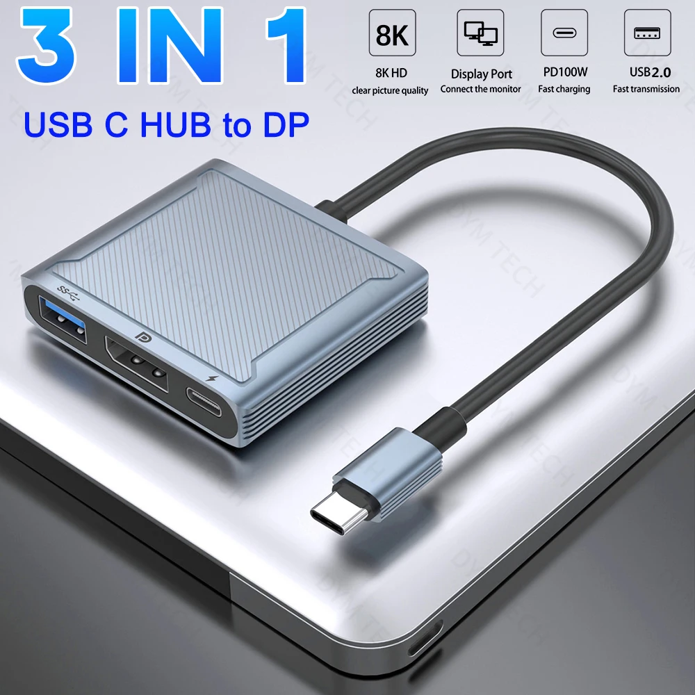 Hub Usb Displayport Dp1.4 Supportato Max 8K @ 30Hz Compatibile 4K @ 60Hz Per Macbook Pro Air Lenovo Thinkpad Docking Station Usb 3.0