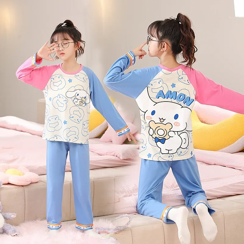 

Cinnamorolls Girls' Pyjamas 2024 Autumn Long-sleeved Children's Pyjamas Large Homewear Wearing Primary School Pajamas Set