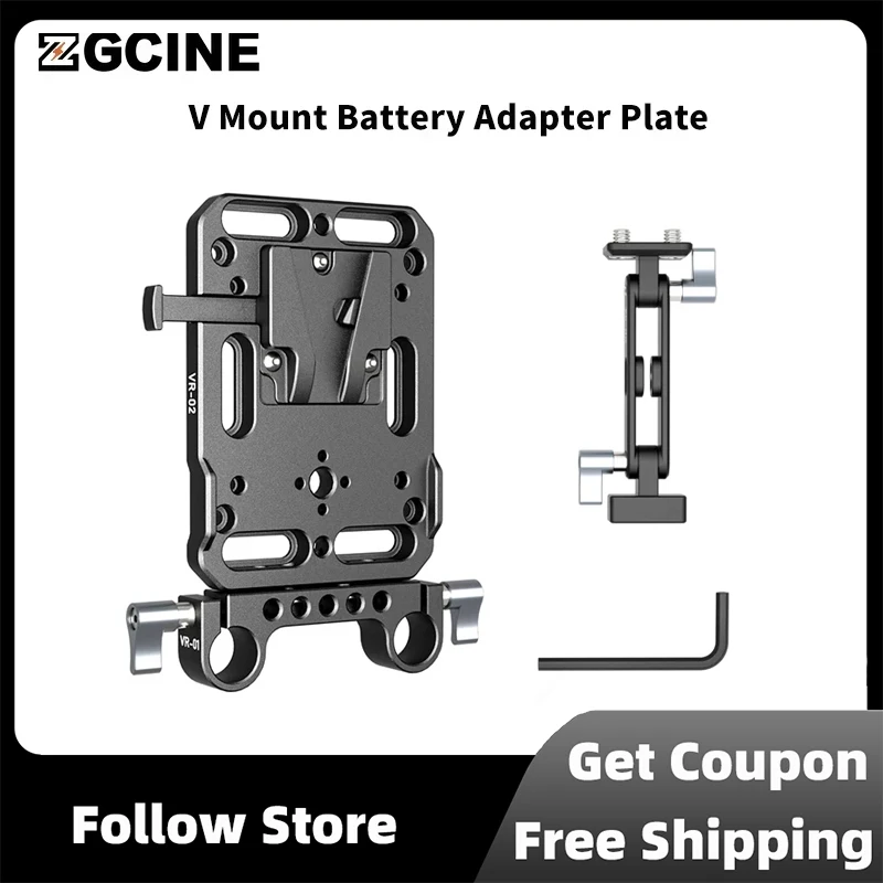 Zgcine Vr Vr-02 V Mount Piastra Adattatore Batteria Con Morsetto Asta Da 15Mm Accessori Braccio Regolabile Per Fotocamere Dslr Canon Sony