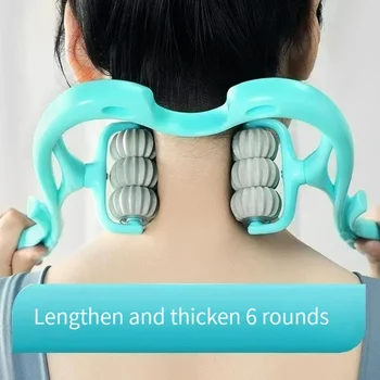 6-Wheel Cervical Spine Massage Roller Office Manual Multi-Function Relief Back Waist Shoulder Neck Clip Sports Equipment 1