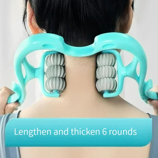 6-Wheel Cervical Spine Massage Roller Office Manual Multi-Function Relief Back Waist Shoulder Neck Clip Sports Equipment 1