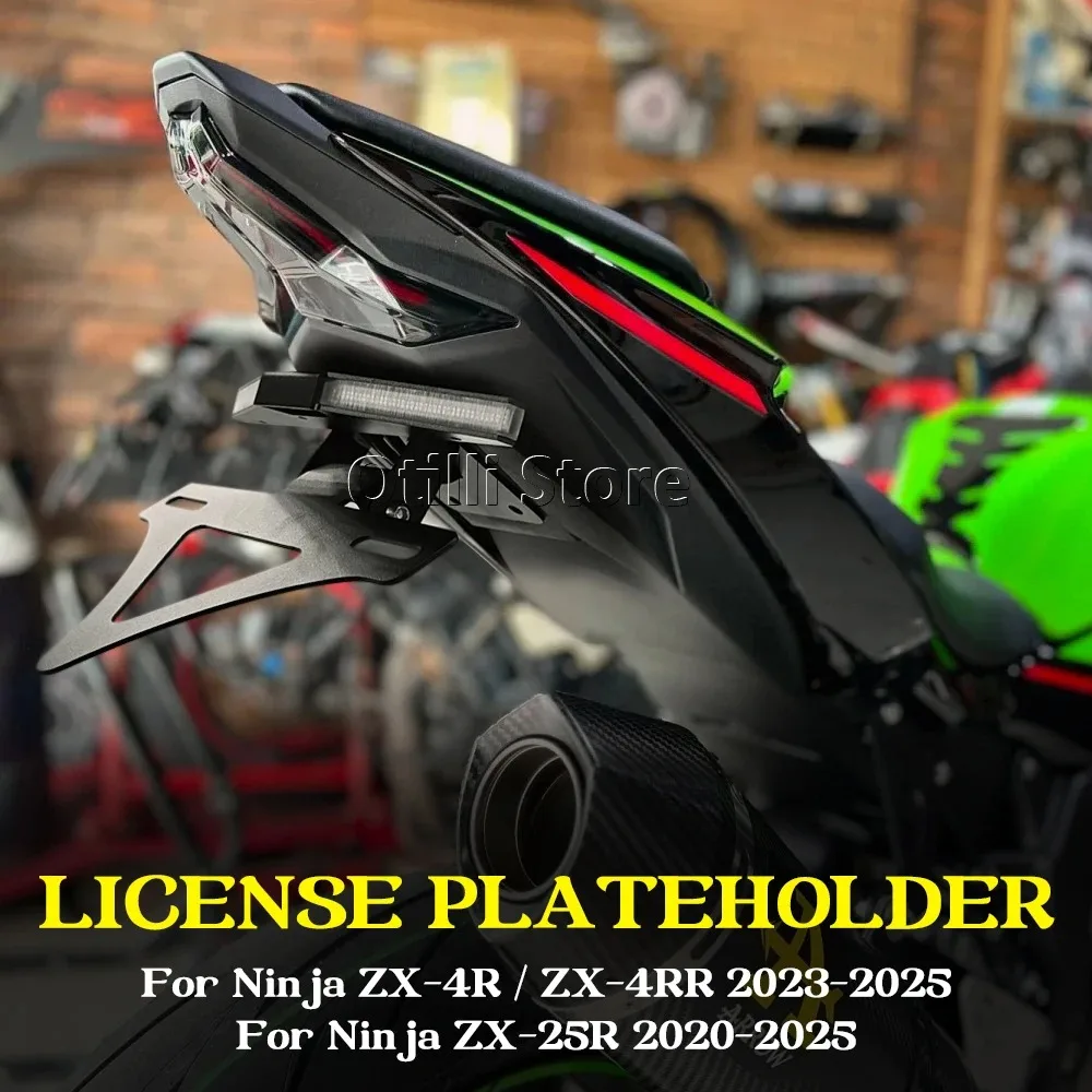오토바이 통합 LED 방향 지시등 번호판 홀더 쇼트 테일 타이디 브래킷 가와사키 닌자 ZX-4R ZX4R RR ZX25R용