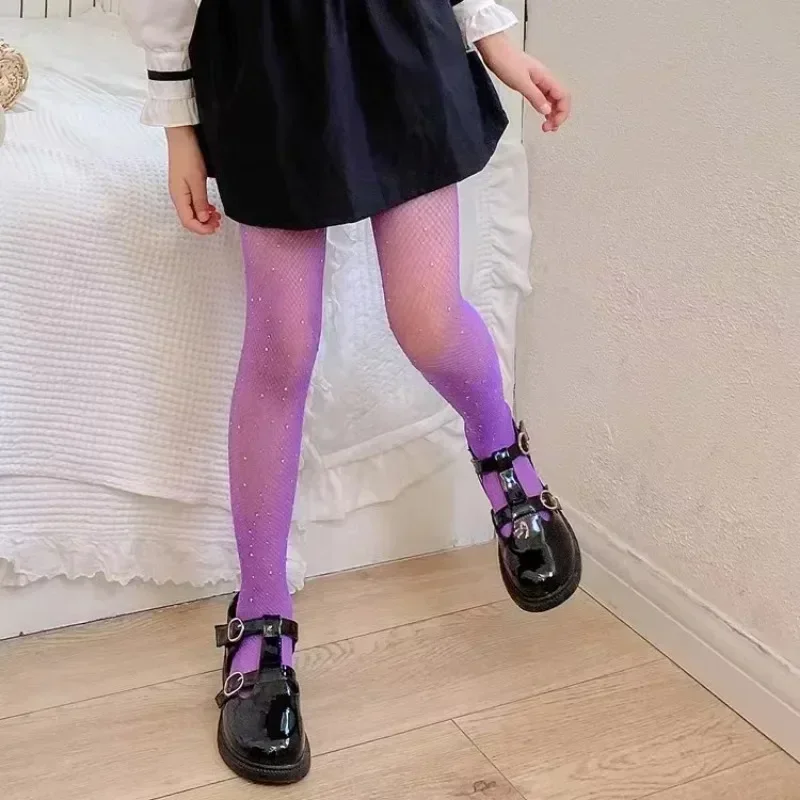 Kids Pantyhose Ballet Tights Kids Leggings 1-13years Ballet Tights for Girls Fashion Kids Sequin Mesh Fishnet Pantyhose Baby Stockings Children Rhineston Leggings