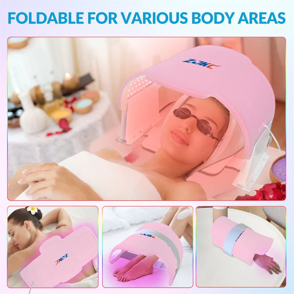 ZJKC 7 Colors Silicone LED Face Light Therapy Professional 990 LEDs Face Light Therapy Mask Whole Body Skincare Whitening