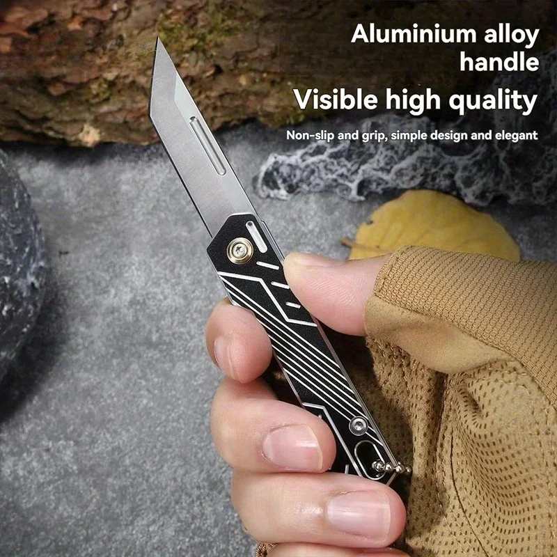 

Stainless Steel Mini Folding Knife Aluminum Alloy Handle Keychain Outdoor Portable Pocket Knife Home Fruit Knife