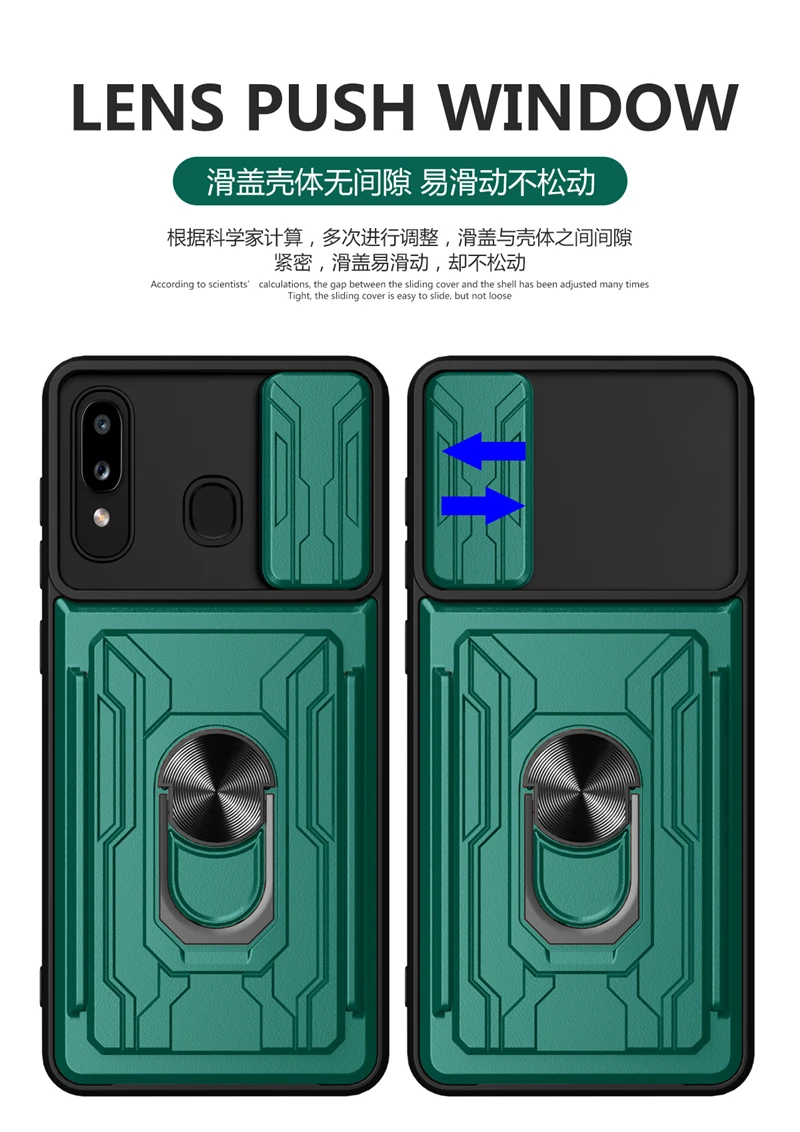 For Samsung Galaxy A20 A21S A30 A30S A31 A50 A50S A51 A71 Case Anti-drop Armor Stand Ring Slide Camera Card Slot Back Cover 6