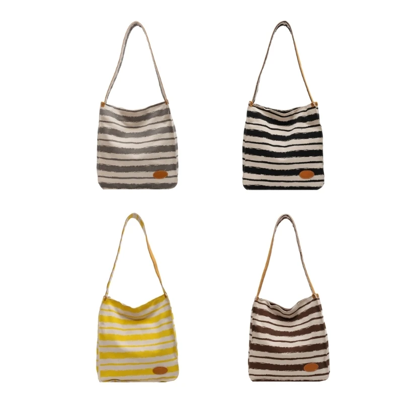

Large Shoulder Bag for Women Girls Striped Canvas Handbags Tote Bags Reusable