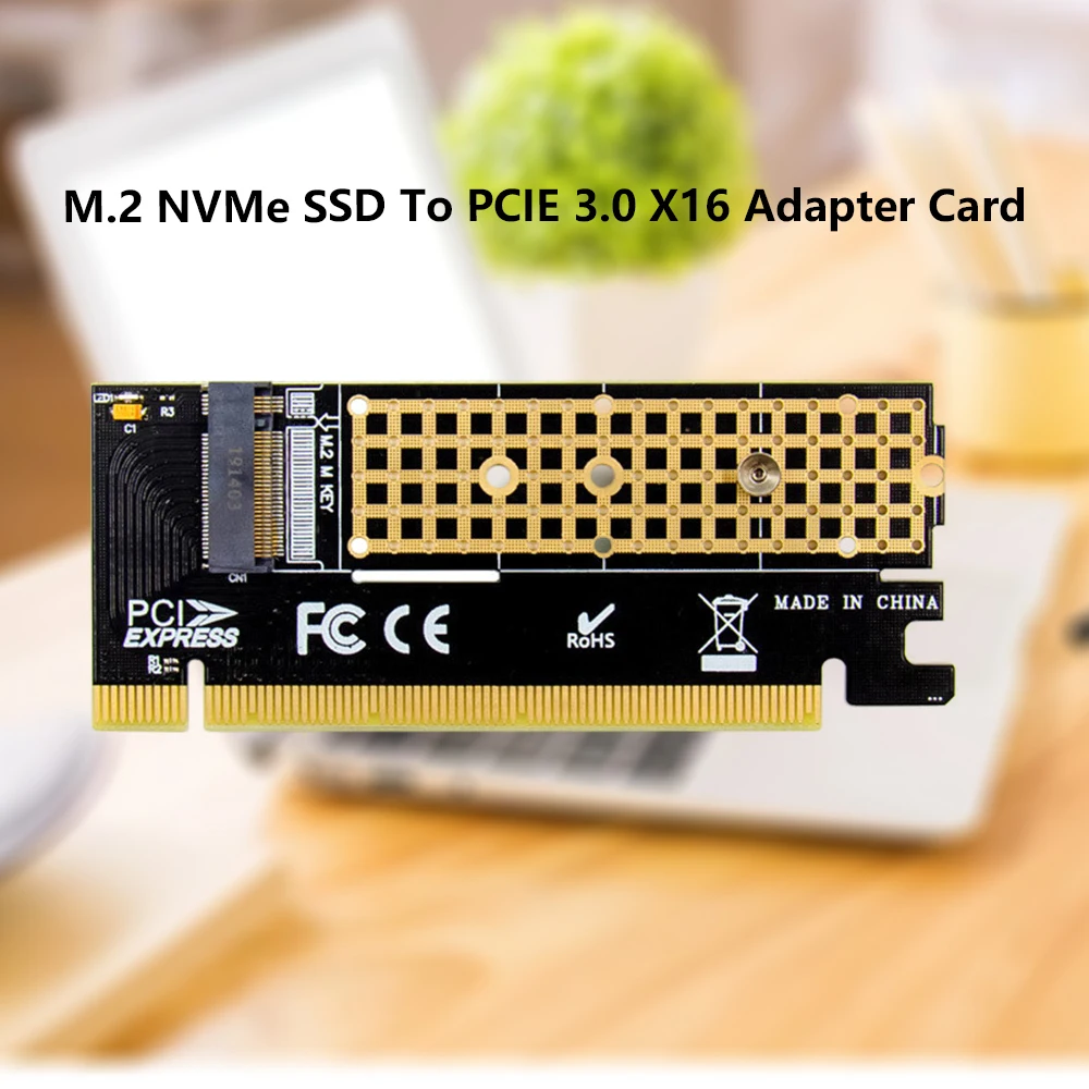 

M.2 Convert to PCIE x16 Adapter Card Pci-e to m.2 Adapter NVMe SSD Adaptor m2 M Key Interface PCI Express 3.0 x4 2230-2280 Size