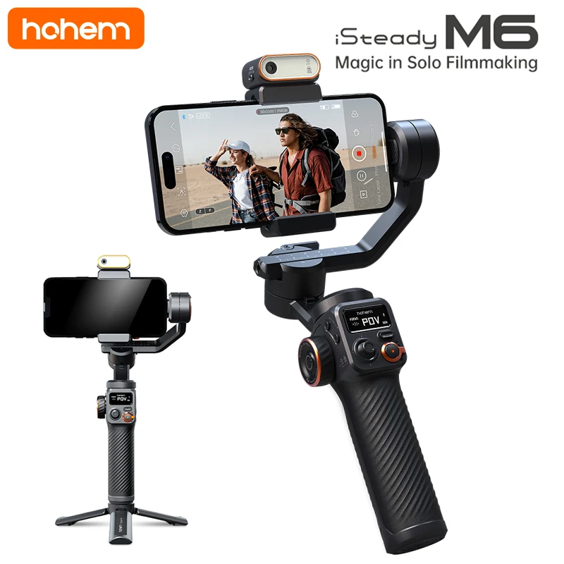 Hohem iSteady M6 Handheld Gimbal Stabilizer Selfie Tripod for Smartphone  with AI Magnetic Fill Light Full Color Video Lighting - AliExpress
