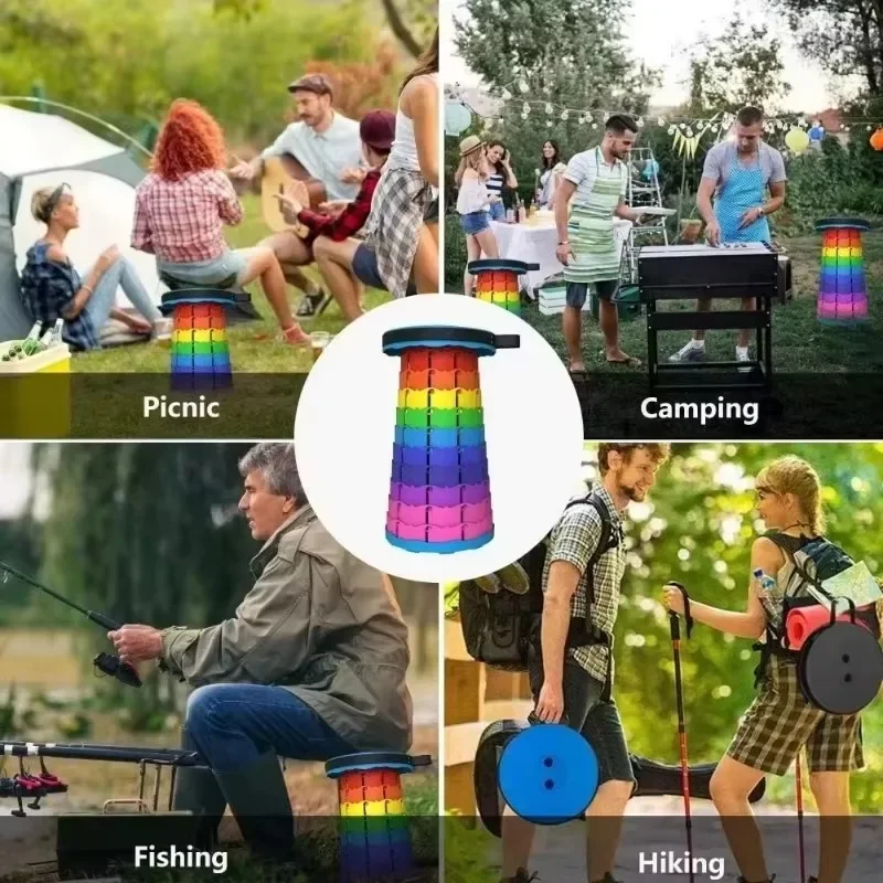 Folding Stool [Source Factory] Folding Telescopic Stool Portable Plastic Chair For Outdoor Fishing Beach Stool Camping Lightweight Adjustable H folding stool,folding chair