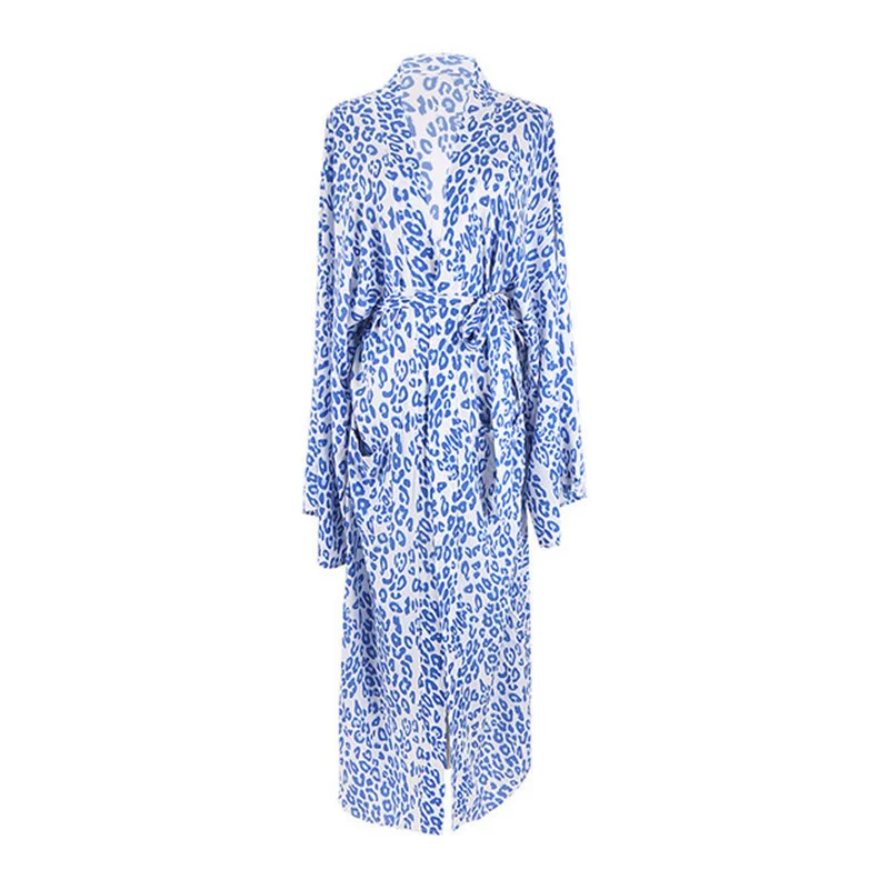 Sexy Bikini Cover-ups Deep V Neck Long Cardigan Tunic  Printed Summer Beach Dress Kimono Women Clothes Beachwear Swim Suit Cover