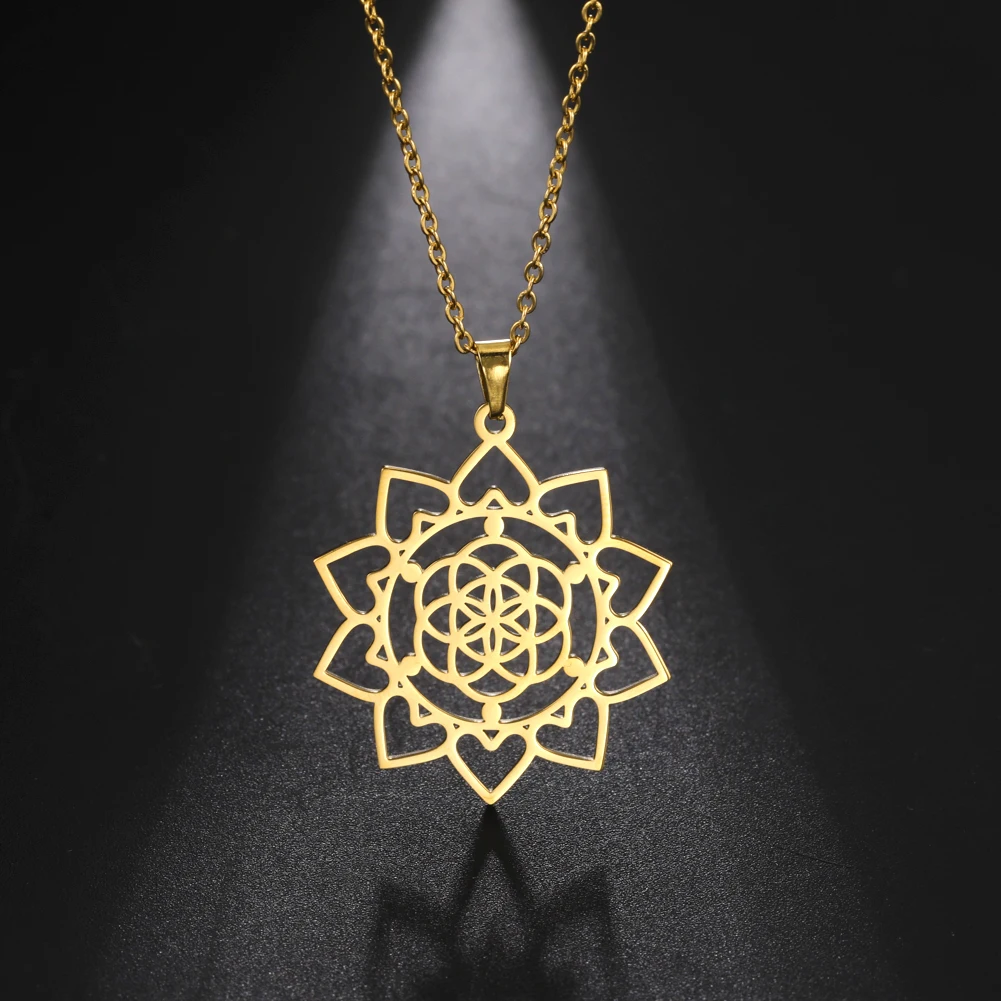 Fiore della va Collana con ciondolo geometria sacra per donna