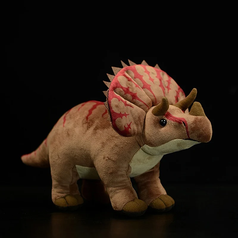 Simulation Lifelike Triceratops Plush Toys Soft  Animal Realistic Dinosaur Plushie Doll Fans Collect Gifts for Kids Xmas Present