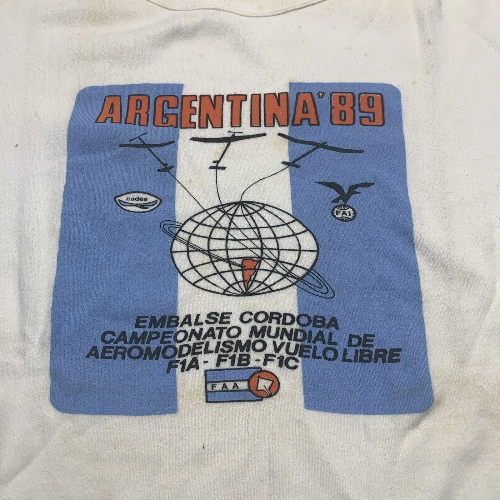 Maglietta Vintage Free Flight World Championship 1989 Usa Team Argentina Uomo L Maniche Lunghe