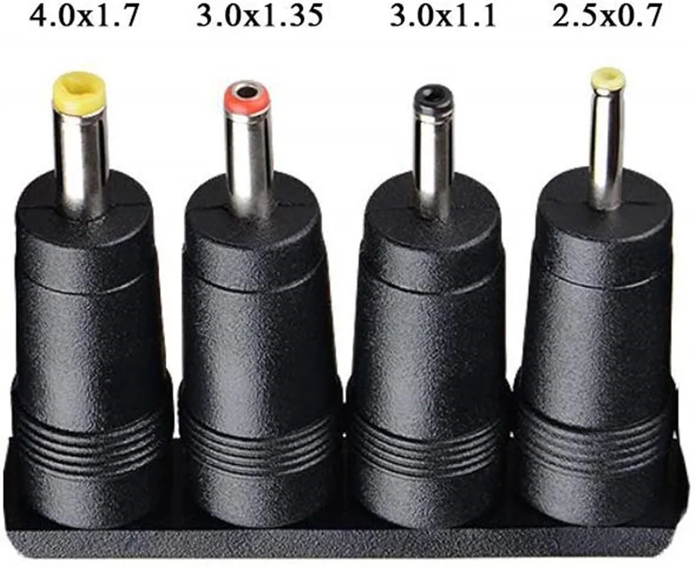 DC Plugs for Small Electronics and Devices Universal 5.5X2.1mm Jack to 4 Plugs 4.0X1.7mm, 3.5X1.35mm, 3.0X1.1mm, 2.5X0.7mm with