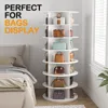 Rotating Shoe Rack Tower on The 7th Floor, Vertically Rotating Shoe Rack, Rotating 360 Degrees, White Shoe Rack Storage Circular 5