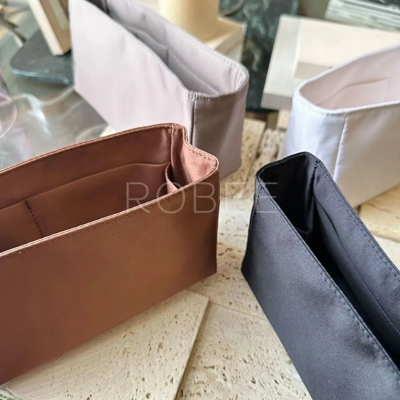 ROBEE For H Halzan 25 Organizer Insert Waterproof Design Satin fabric Premium Fits handbag innerbag 2