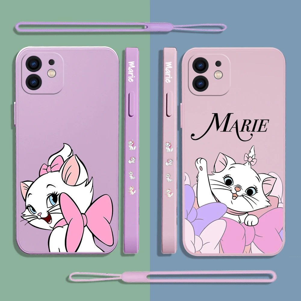 

Disney Marie Cat Luxury Phone Case For Samsung A53 A50 A12 A52 A52S A51 A72 A71 A73 A81 A91 A32 22 A20 A30 4G 5G with Hand Strap