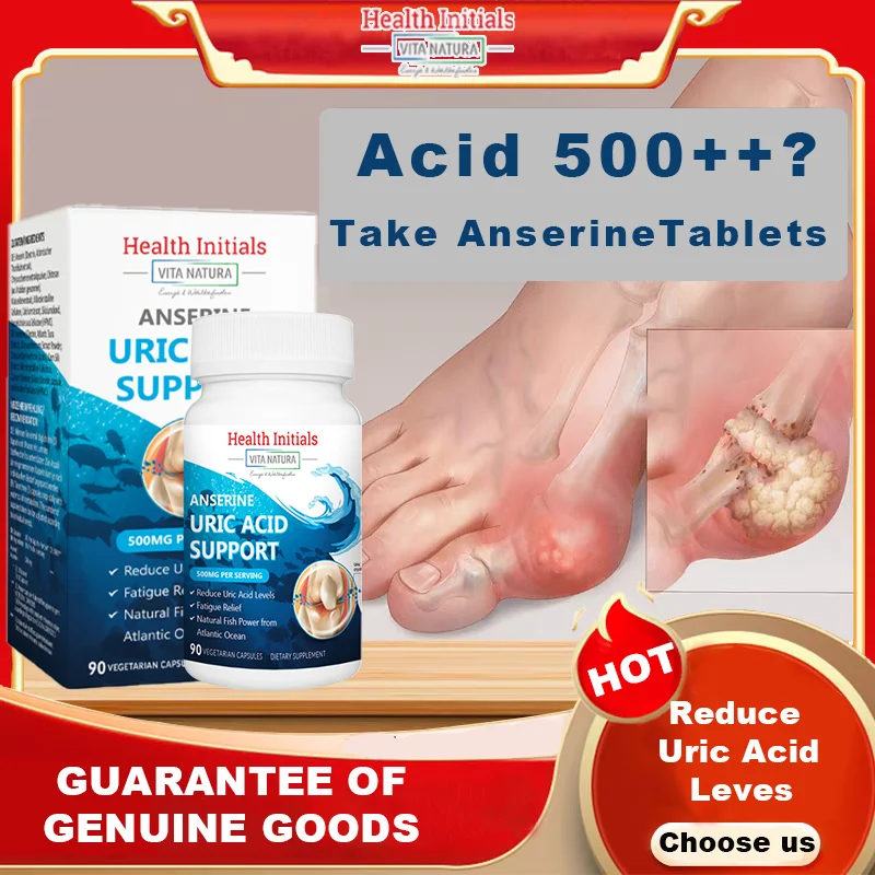 

Uric Acid Supplement Gout Relief for Feet 15000mg Anserine - Non-GMO, Gluten-Free, for Advanced Uric Acid Control 90 Capsules