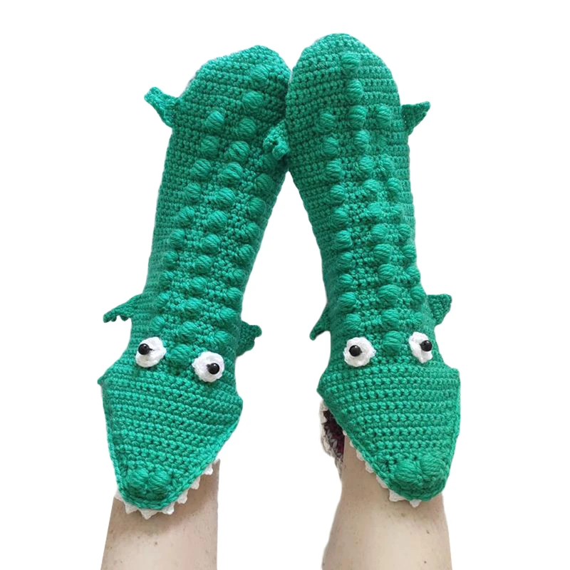 

Funny Animal Knit Socks Men Women Crocodile Socks Novelty Whimsical Alligator Chameleon 3D Cuff Warm Floor Socks New Fashion