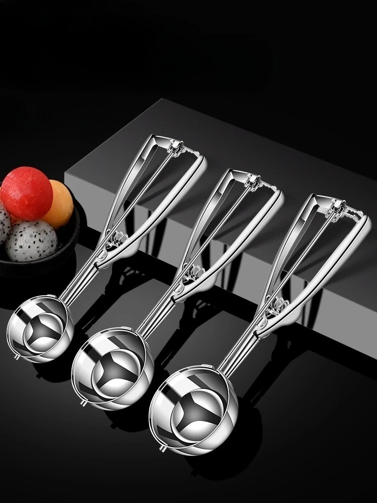 Description Picture 2 of itemIce Cream Scoop Stainless Steel Ice Cream Scoop Ice Pop Scoop Multi-Functional Spherical Mold Fruit Scoop Watermelon Scoop Tool