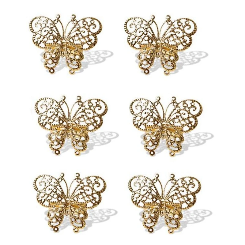 

6 Pcs Butterfly Napkin Ring,Napkin Ring Holders For Wedding Holiday Valentine's Day Christmas Party Dinner Table Decor