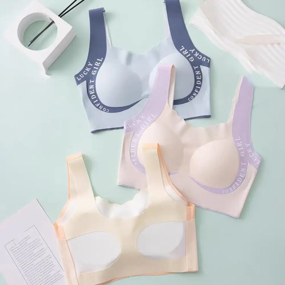 Thin Letter Girls Wireless Bra Sweet Seamless Teens Push Up Bra Soft Support Lingerie Underwear Women Sports