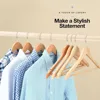 Premium Wooden Hangers Durable Non Slip Coat Hangers Heavy Duty Natural Solid Wood Hanger Clothes Storage Hangers Swivel Hooks 5