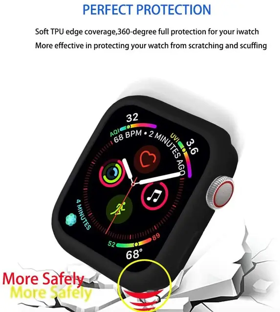 Custodia morbida in Silicone per Apple Watch 7 45mm 6 SE 5 4 3 42MM 38MM guscio di protezione della copertura per iWatch series 8 6 5 40 44 41mm paraurti 4