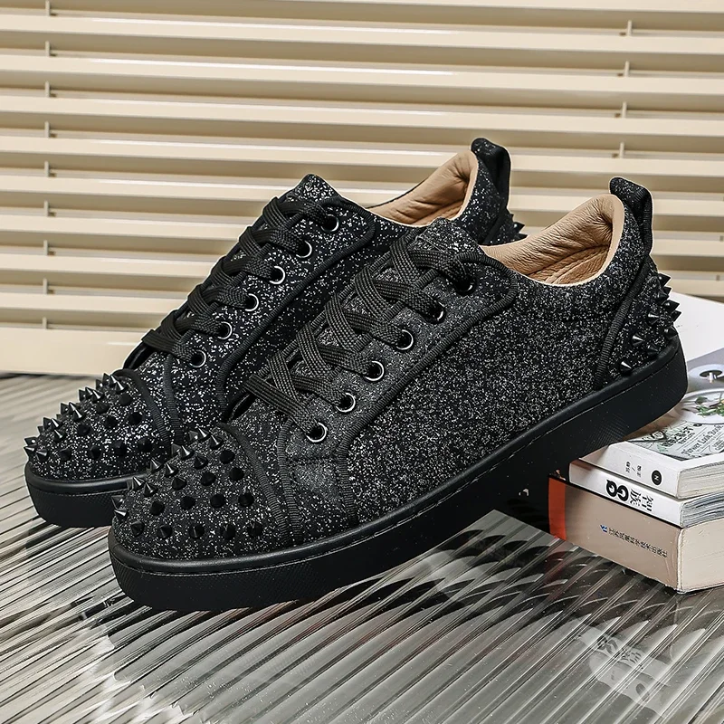 2025 New Men's Casual Shoes Comfortable Soft Punk Style Board Shoes Fashion Nail Anti Slip Wear Resistant Personalized Sneakers 4