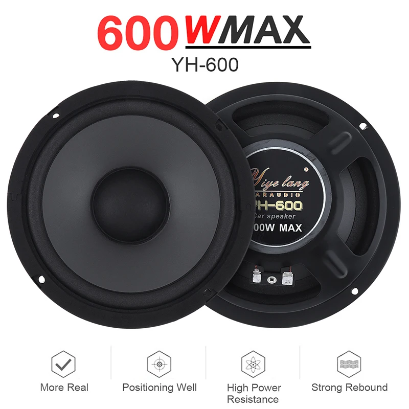YH-600 6인치 스피커 자동차 스테레오 오디오 동축 스피커 오디오 600W 자동차 오디오 액세서리 풀 프리퀀시
