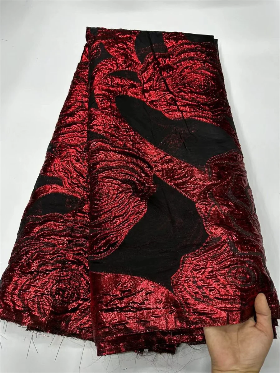 天目織 Latest African Jacquard Organza Fabric Nigerian Brocade