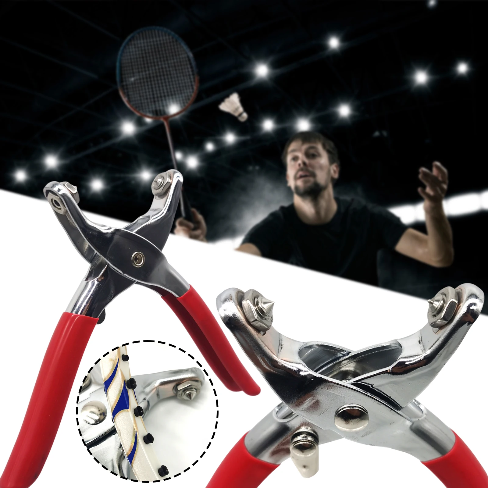 Professional Badmintons Racket Trumpet Pliers Portable Badmintons Racket Cold Press Plier for Maintenance Outdoor Grommet Clamp