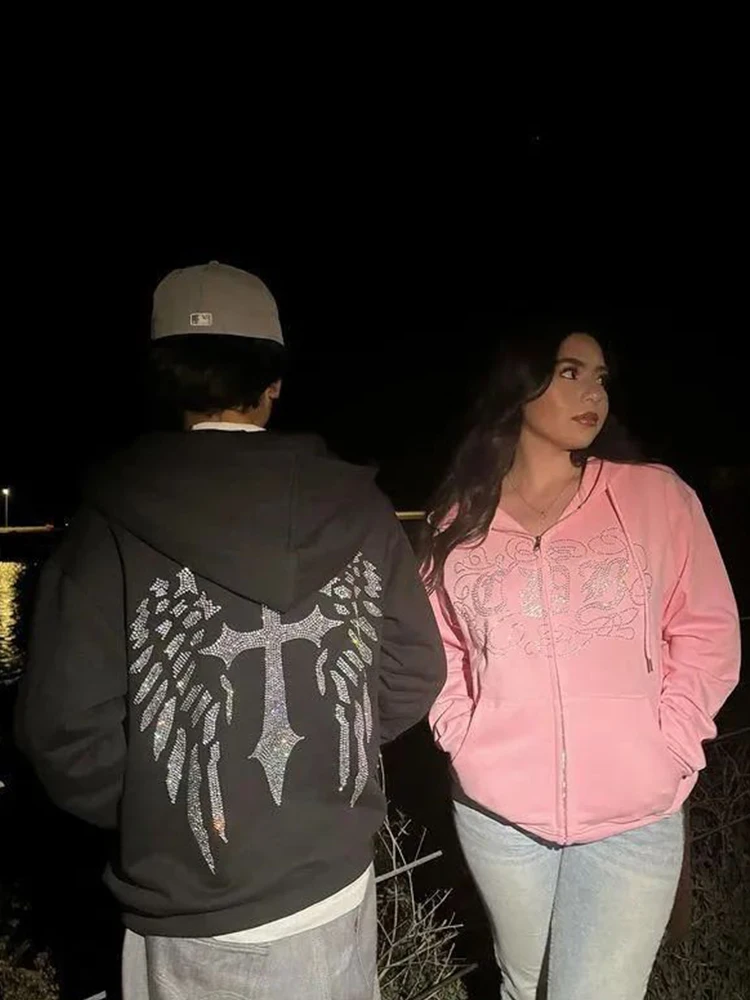 

Женские толстовки в стиле Харадзюку Y2K, осенне-зимний свитшот в стиле хип-хоп с капюшоном и бабочками на молнии, Женская куртка в готическом стиле панк, пальто