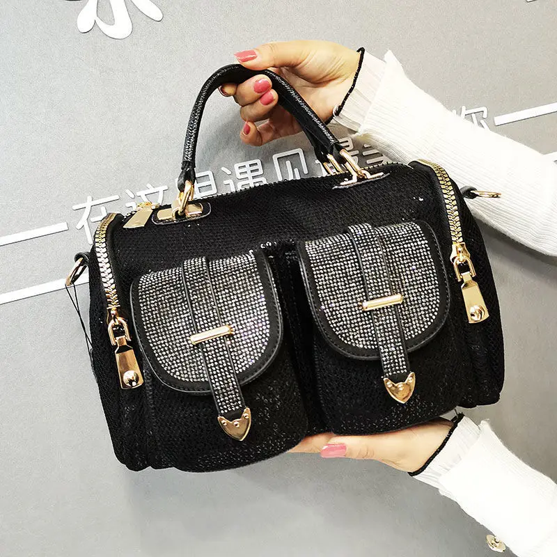 

European and American trendy diamond sequin bag, new women's large capacity single shoulder crossbody bag, casual and versatile