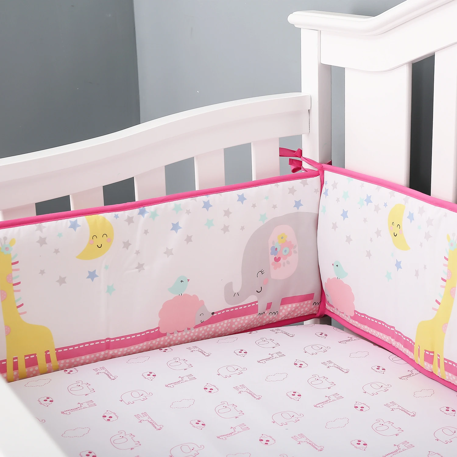 4 Piece Baby Bed Bumper Newborn Cot Protector