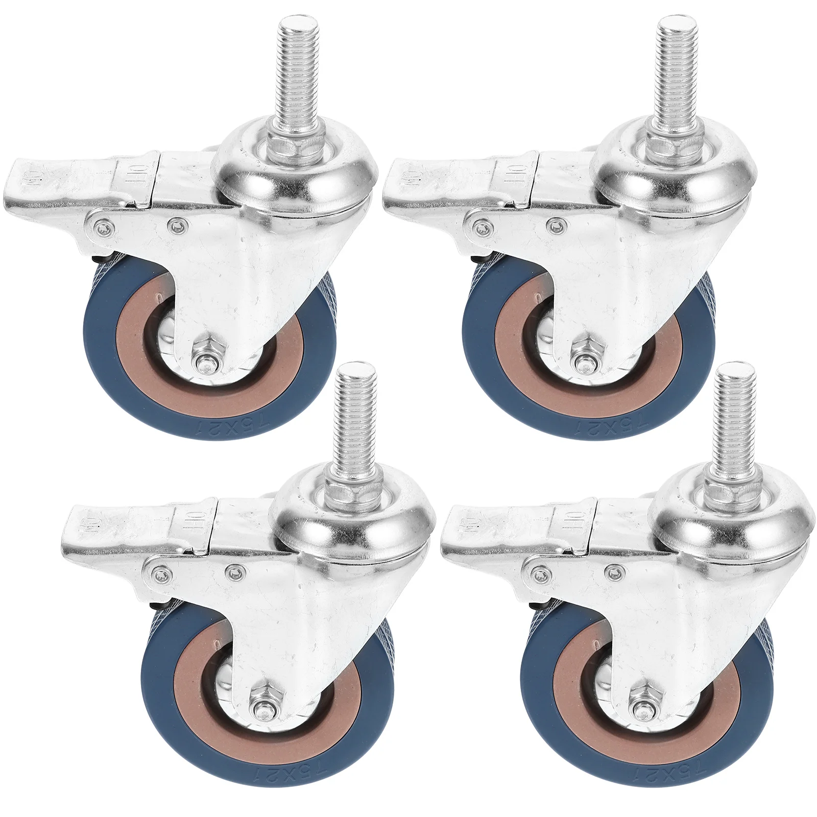 

4pcs 3 Inch Industrial Caster PVC Rolling Wheels Swivel Castor with Brake for Truck Trolley Chair (M12x30)